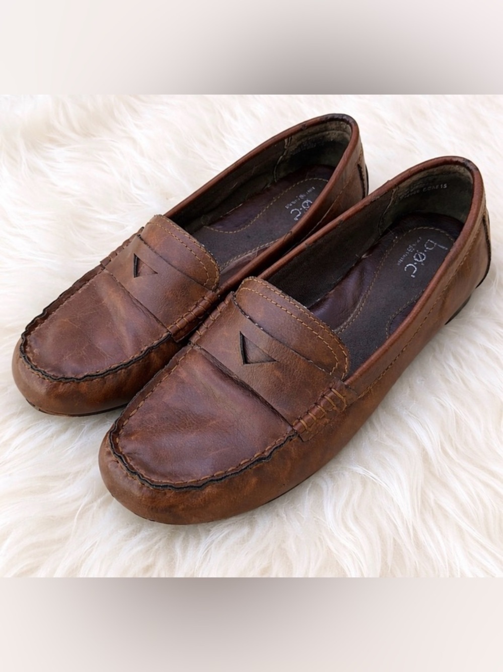 B.O.C Brown Leather Driving Moccasin Loafers Comfort Slip On Shoes